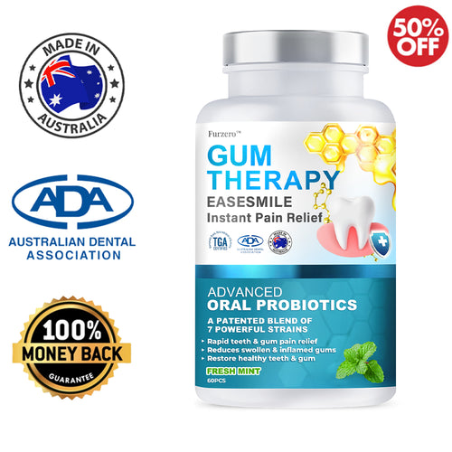 đĽFurzero⢠EaseSmile Gums Therapy & Pain Relief Probiotics Bee Venom Chicles (đŚđşADA Proven) BLIS K12 & M18, Fights Periodontitis, Gingivitis, Gum And Teeth Pain, Gum Recession, Inflammation, Tartar, Strep Throat